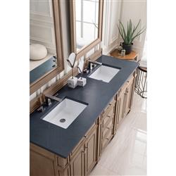Fynn French Country Charcoal Quartz Whitewashed Wood Double Vanity Sink - 72"|