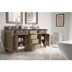 Fynn French Country Charcoal Quartz Whitewashed Wood Double Vanity Sink - 72"|