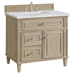 Gareth French Country Carrara Marble Whitewashed Wood Vanity Sink - 36"|