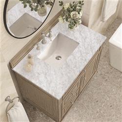 Gareth French Country Carrara Marble Whitewashed Wood Vanity Sink - 36"|