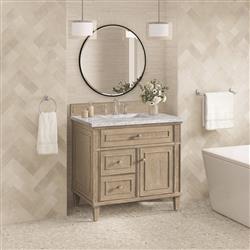 Gareth French Country Carrara Marble Whitewashed Wood Vanity Sink - 36"|