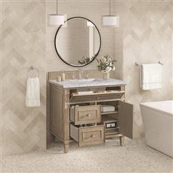 Gareth French Country Carrara Marble Whitewashed Wood Vanity Sink - 36"|