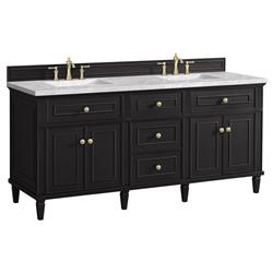 Gareth French Country Carrara Marble Black Wood Double Vanity Sink - 72"|