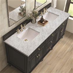 Gareth French Country Carrara Marble Black Wood Double Vanity Sink - 72"|