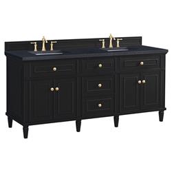 Gareth French Country Charcoal Quartz Black Wood Double Vanity Sink - 72"|