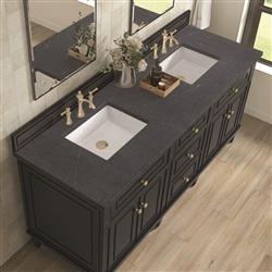 Gareth French Country Charcoal Quartz Black Wood Double Vanity Sink - 72"|