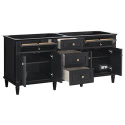 Gareth French Country White Zeus Quartz Black Wood Double Vanity Sink - 72"|