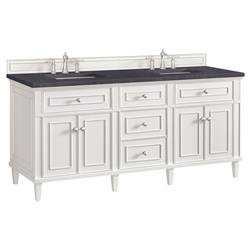 Gareth French Country Charcoal Quartz White Wood Double Vanity Sink - 72"|
