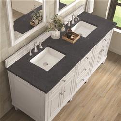 Gareth French Country Charcoal Quartz White Wood Double Vanity Sink - 72"|
