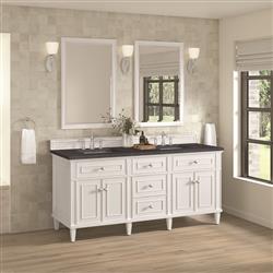 Gareth French Country Charcoal Quartz White Wood Double Vanity Sink - 72"|