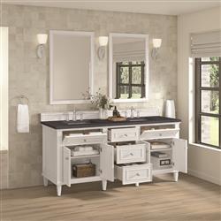 Gareth French Country Charcoal Quartz White Wood Double Vanity Sink - 72"|