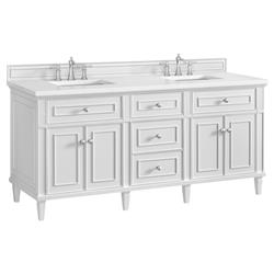 Gareth French Country White Zeus Quartz White Wood Double Vanity Sink - 72"|