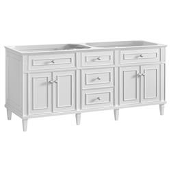 Gareth French Country White Zeus Quartz White Wood Double Vanity Sink - 72"|