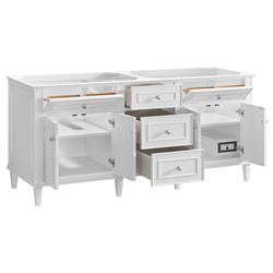 Gareth French Country White Zeus Quartz White Wood Double Vanity Sink - 72"|