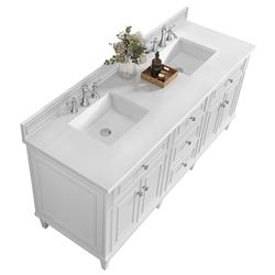 Gareth French Country White Zeus Quartz White Wood Double Vanity Sink - 72"|