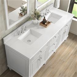 Gareth French Country White Zeus Quartz White Wood Double Vanity Sink - 72"|