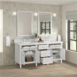 Gareth French Country White Zeus Quartz White Wood Double Vanity Sink - 72"|