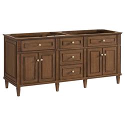 Gareth French Country White Zeus Quartz Brown Wood Double Vanity Sink - 72"|
