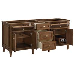 Gareth French Country White Zeus Quartz Brown Wood Double Vanity Sink - 72"|