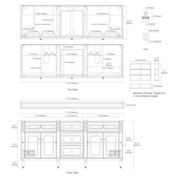 Gareth French Country White Zeus Quartz Whitewashed Wood Double Vanity Sink - 72"|