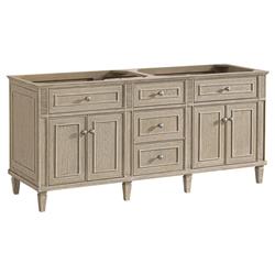 Gareth French Country White Zeus Quartz Whitewashed Wood Double Vanity Sink - 72"|