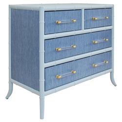 Worlds Away Beckett Modern Classic Blue Bamboo Grasscloth Chest|