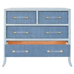 Worlds Away Beckett Modern Classic Blue Bamboo Grasscloth Chest|