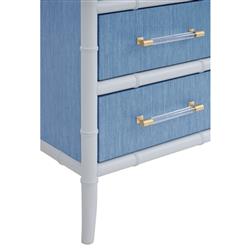 Worlds Away Beckett Modern Classic Blue Bamboo Grasscloth Chest|