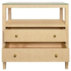 Worlds Away Douglas Coastal Beach Natural Grasscloth Nightstand|