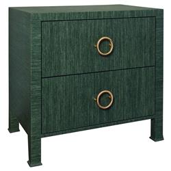 Worlds Away Edelman Modern Classic Green Grasscloth Side Table|