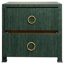 Worlds Away Edelman Modern Classic Green Grasscloth Side Table|
