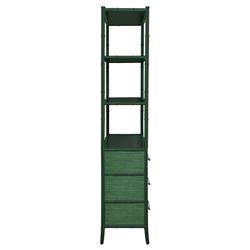 Worlds Away Flynn Modern Classic Green Bamboo Grasscloth Etagere|