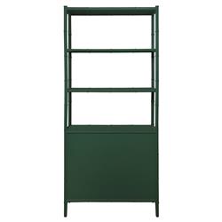 Worlds Away Flynn Modern Classic Green Bamboo Grasscloth Etagere|