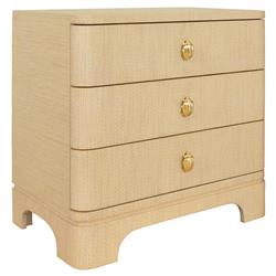 Worlds Away Fortune Modern Classic Natural Grasscloth Side Table|