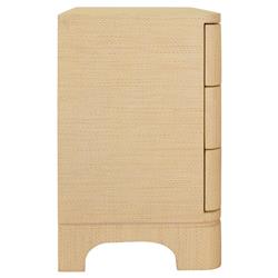 Worlds Away Fortune Modern Classic Natural Grasscloth Side Table|