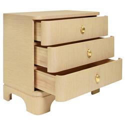 Worlds Away Fortune Modern Classic Natural Grasscloth Side Table|