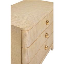 Worlds Away Fortune Modern Classic Natural Grasscloth Side Table|