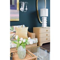 Worlds Away Fortune Modern Classic Natural Grasscloth Side Table|