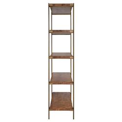 Worlds Away Harris Modern Classic Dark Burl Wood Antique Brass Etagere|