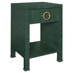 Worlds Away Malcolm Modern Classic Green Grasscloth Side Table|