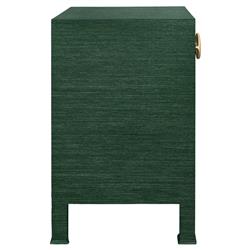 Worlds Away Malcolm Modern Classic Green Grasscloth Side Table|