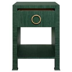 Worlds Away Malcolm Modern Classic Green Grasscloth Side Table|