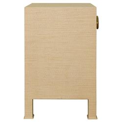 Worlds Away Malcolm Modern Classic Natural Grasscloth Side Table|