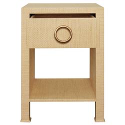Worlds Away Malcolm Modern Classic Natural Grasscloth Side Table|