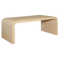Worlds Away Newbury Modern Classic Natural Grasscloth Rectangular Coffee Table|
