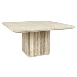Velle Coastal Beach Cream Washed Oak Square Dining Table - 60"|