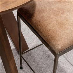 Geraldine Industrial Loft Brown Hair On Hide Iron Spindle Backless Counter Stool|