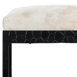 Geraldine Industrial Loft Off White Hair On Hide Iron Spindle Backless Counter Stool|