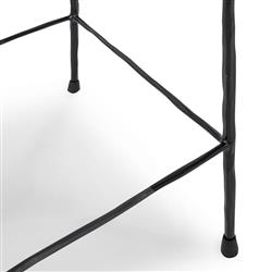 Geraldine Industrial Loft Off White Hair On Hide Iron Spindle Backless Counter Stool|