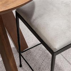 Geraldine Industrial Loft Off White Hair On Hide Iron Spindle Backless Counter Stool|